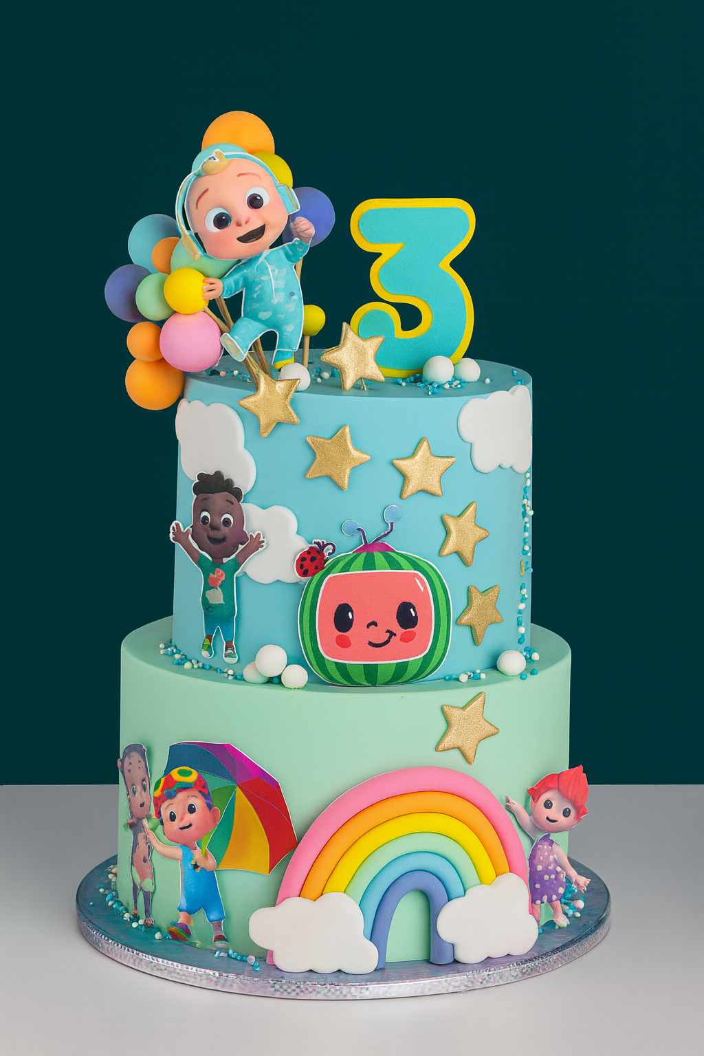 Cocomelon Tier Cake Designer Cake Online in Meerut by The Baking Kaur – Premium Birthday, Wedding & Anniversary Cakes