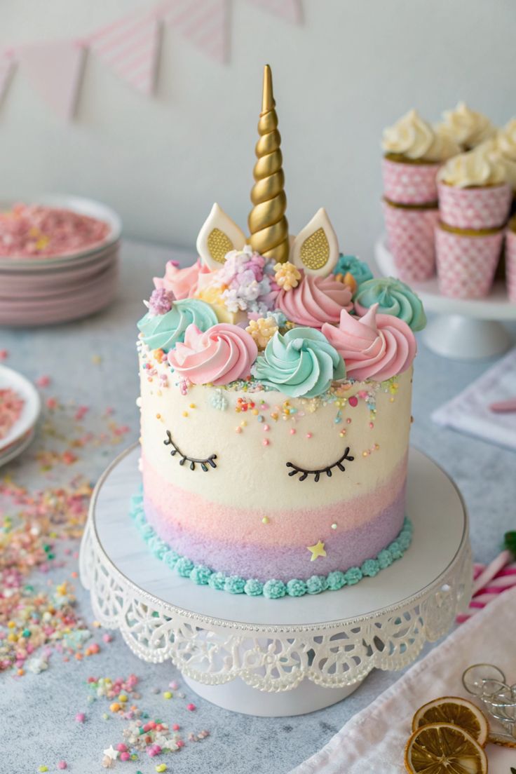 Golden Horn Unicorn Cake Designer Cake Online in Meerut by The Baking Kaur – Premium Birthday, Wedding & Anniversary Cakes