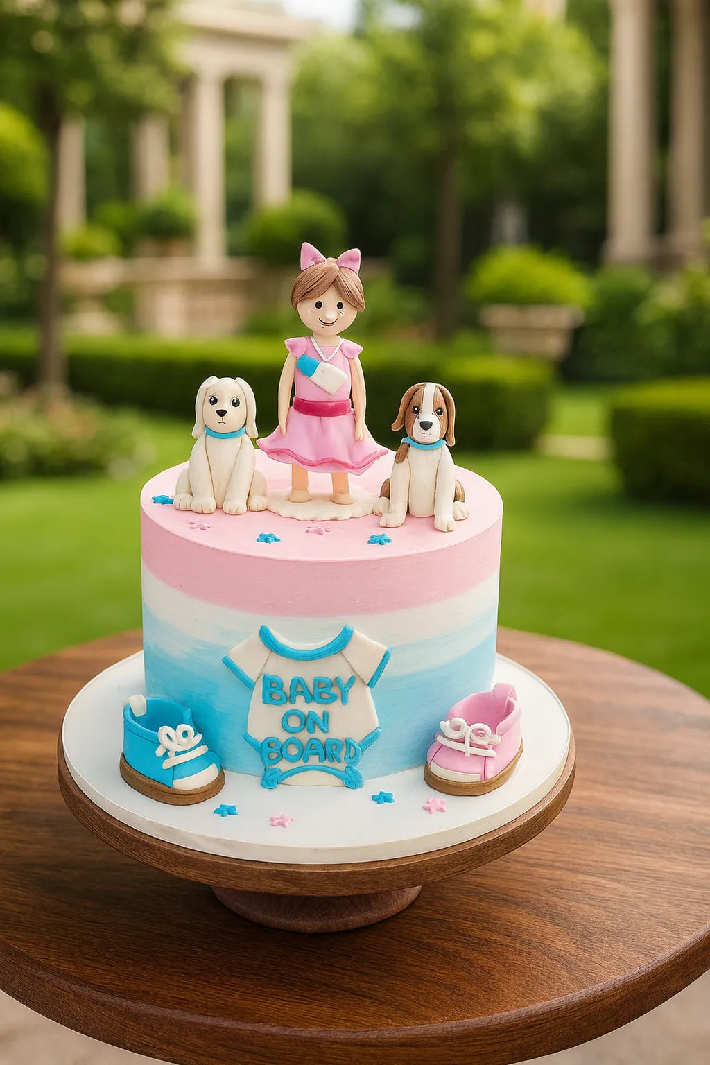 Baby Gender Reveal Celebration Cake — eggless anniversary cake by The Baking Kaur, Meerut