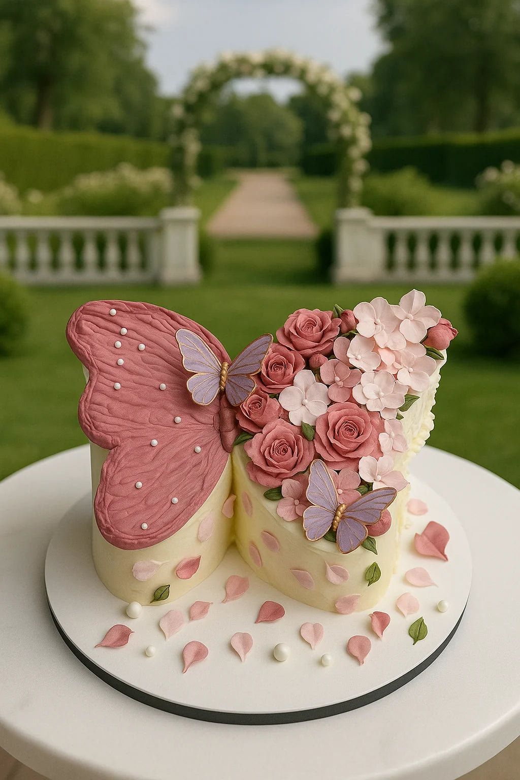 Butterfly Bloom Cake — eggless anniversary cake by The Baking Kaur, Meerut
