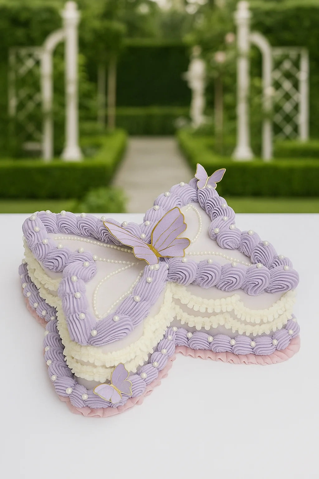 Butterfly Garden Floral Cake — eggless anniversary cake by The Baking Kaur, Meerut