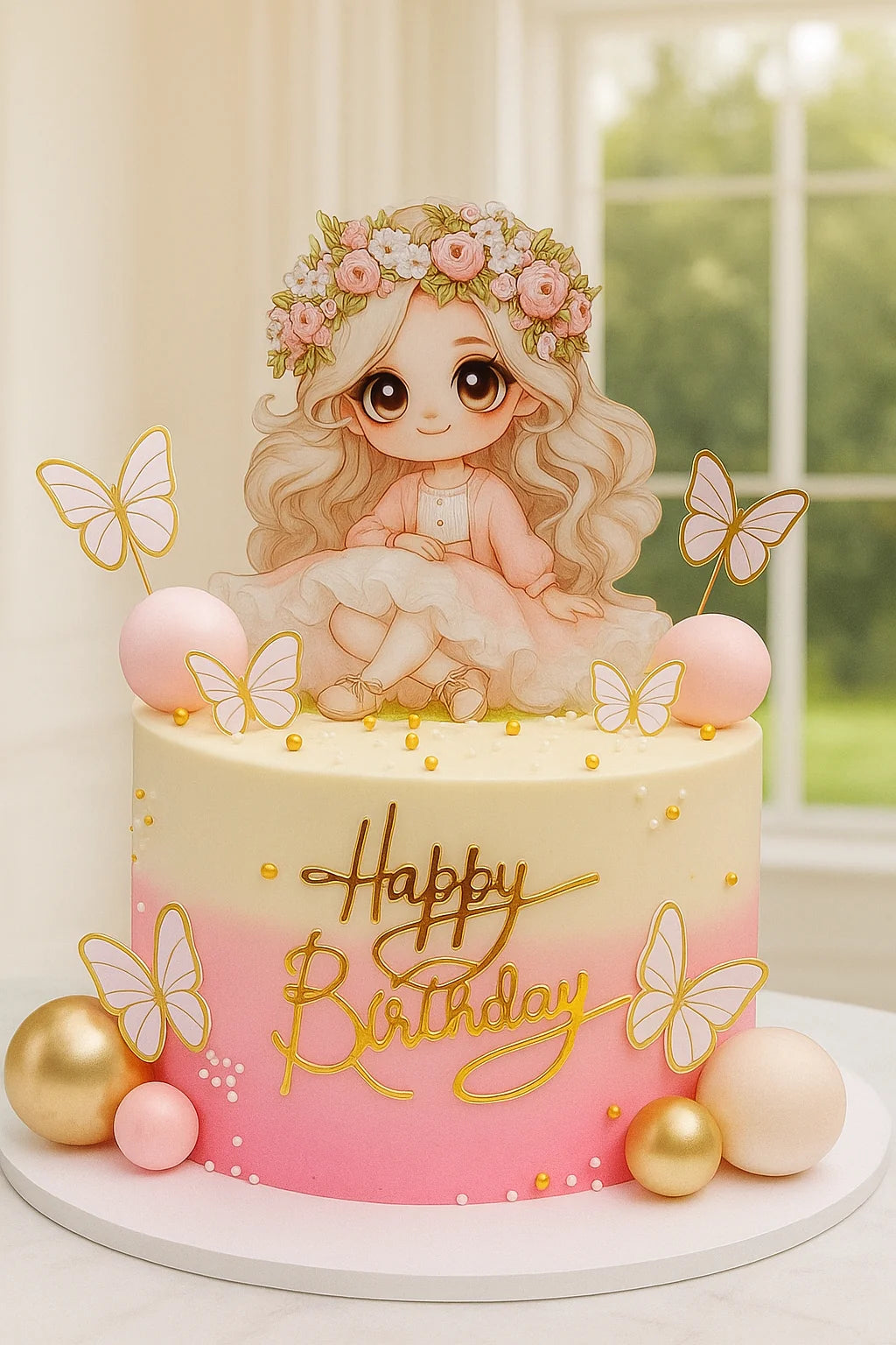 Butterfly Garden Theme Cake — eggless anniversary cake by The Baking Kaur, Meerut