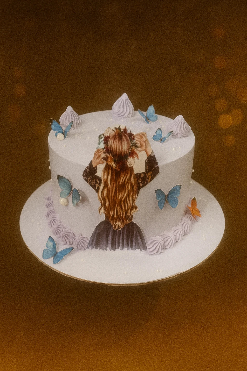 Butterfly Theme Birthday Cake — eggless birthday cake by The Baking Kaur, Meerut