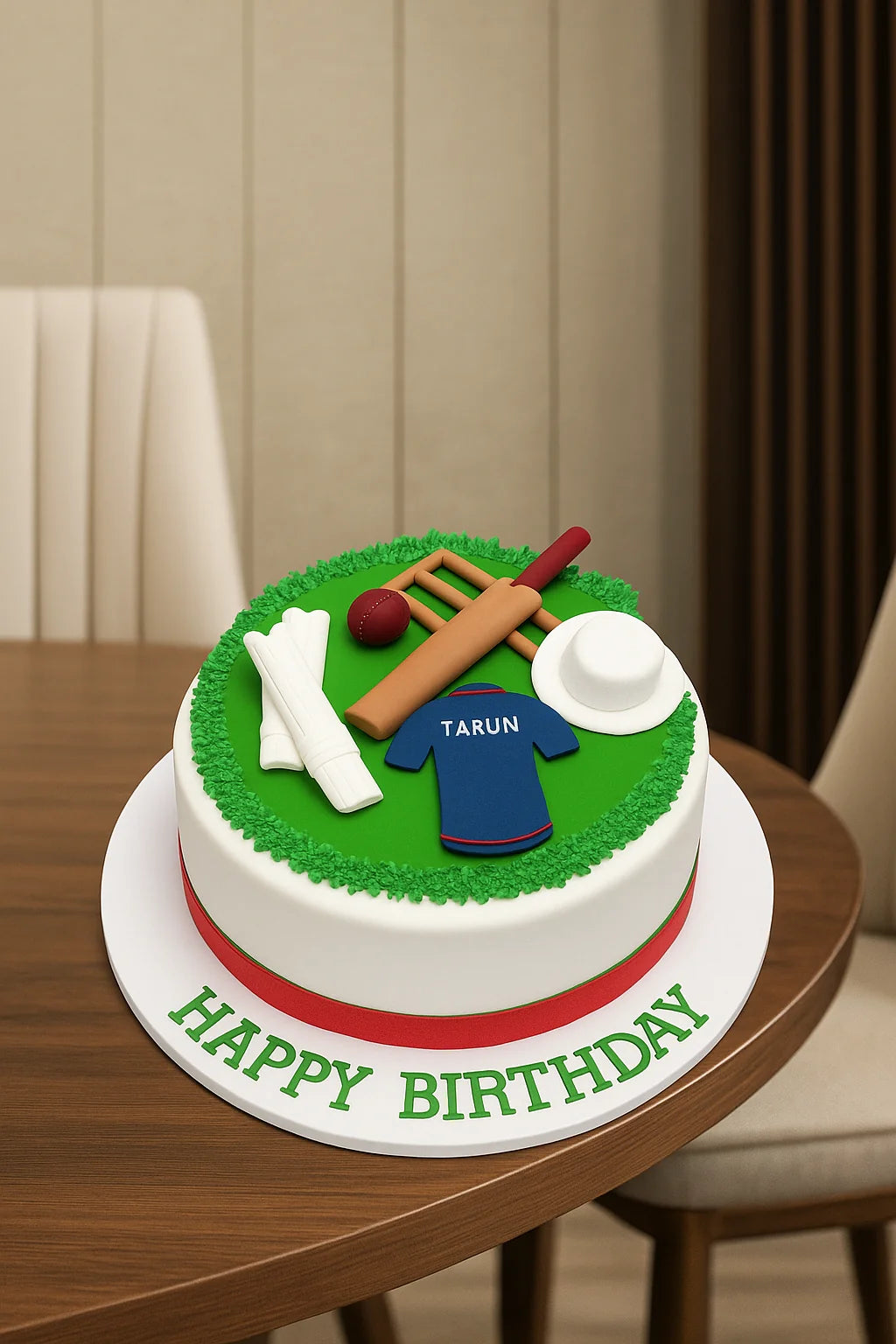 Cricket World Cup Theme Cake — eggless anniversary cake by The Baking Kaur, Meerut