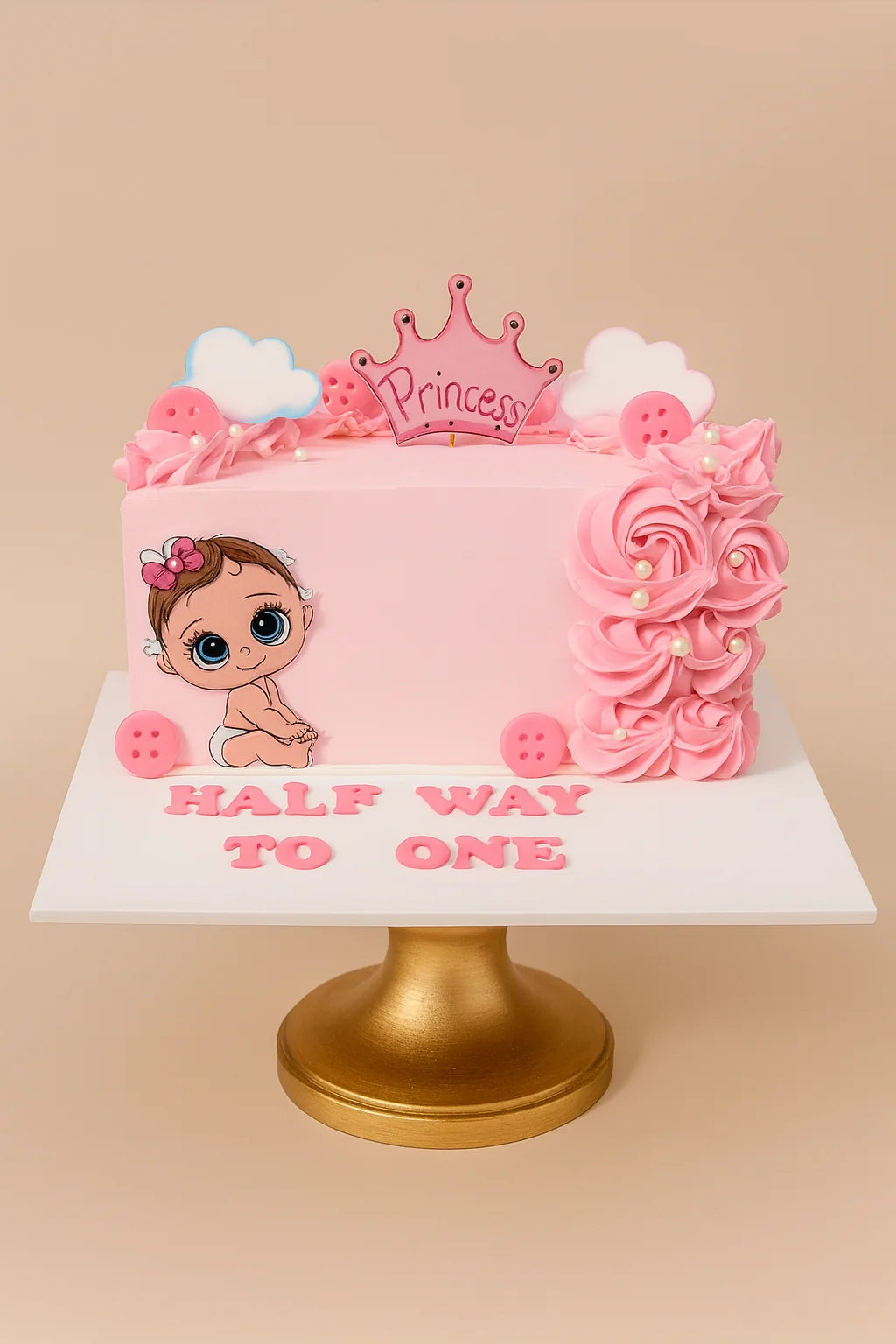 Elegant Rose Girl Baby Cake