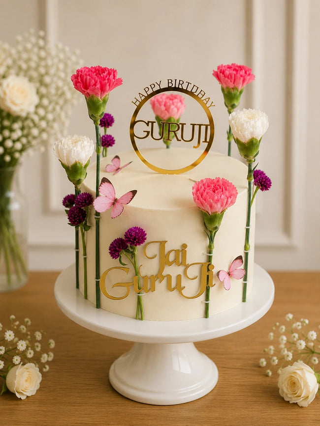 Floral Garden with Butterflies Celebration Cake