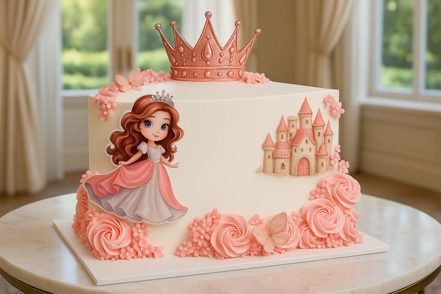 Floral Princess Baby Girl Birthday Cake