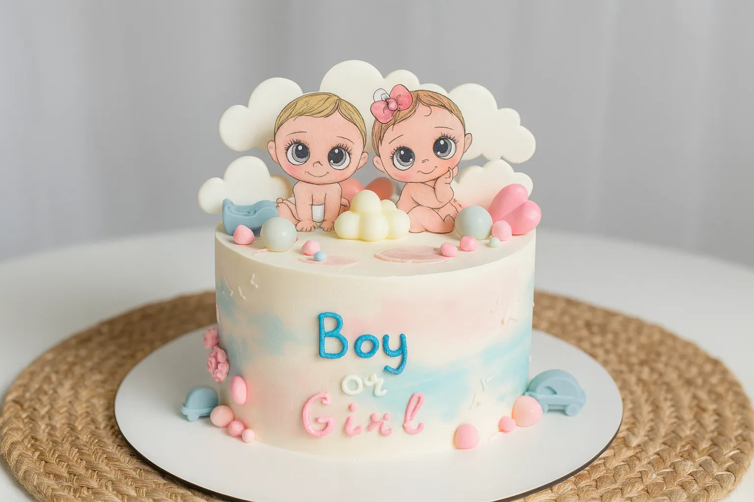 Gender Reveal Theme Cake — eggless anniversary cake by The Baking Kaur, Meerut