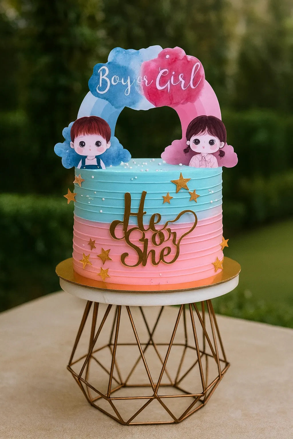 Oh Baby Gender Reveal Cake — eggless anniversary cake by The Baking Kaur, Meerut
