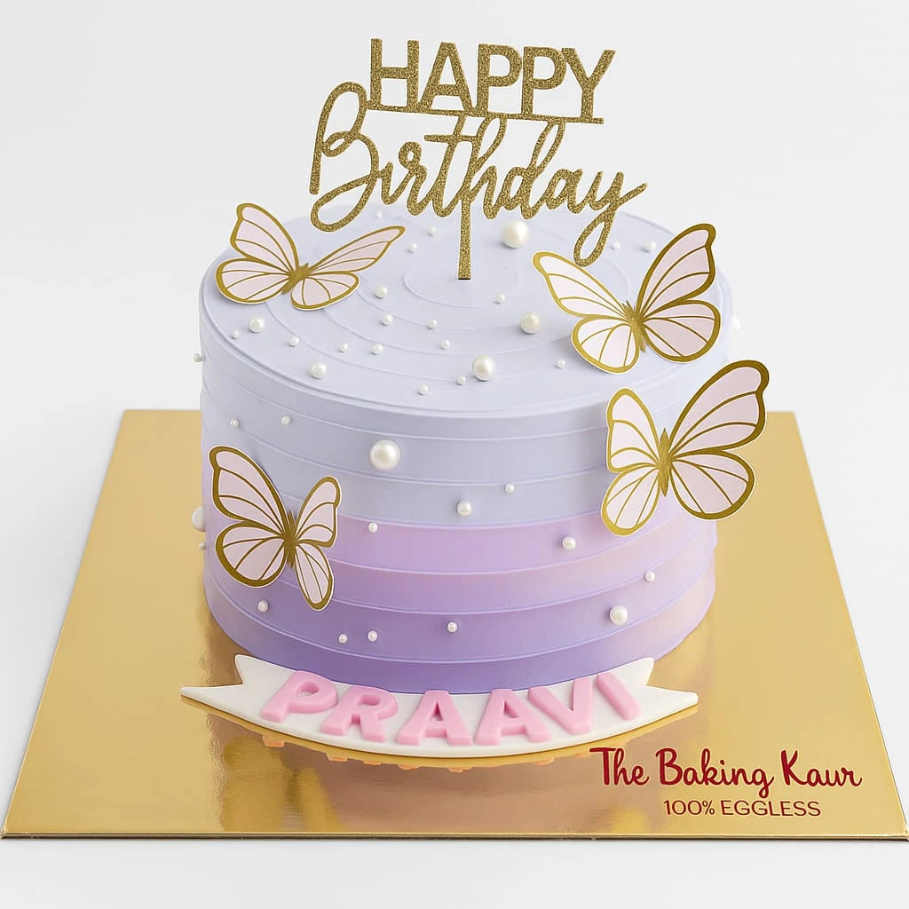Pink Butterfly Cake for Girls — eggless anniversary cake by The Baking Kaur, Meerut