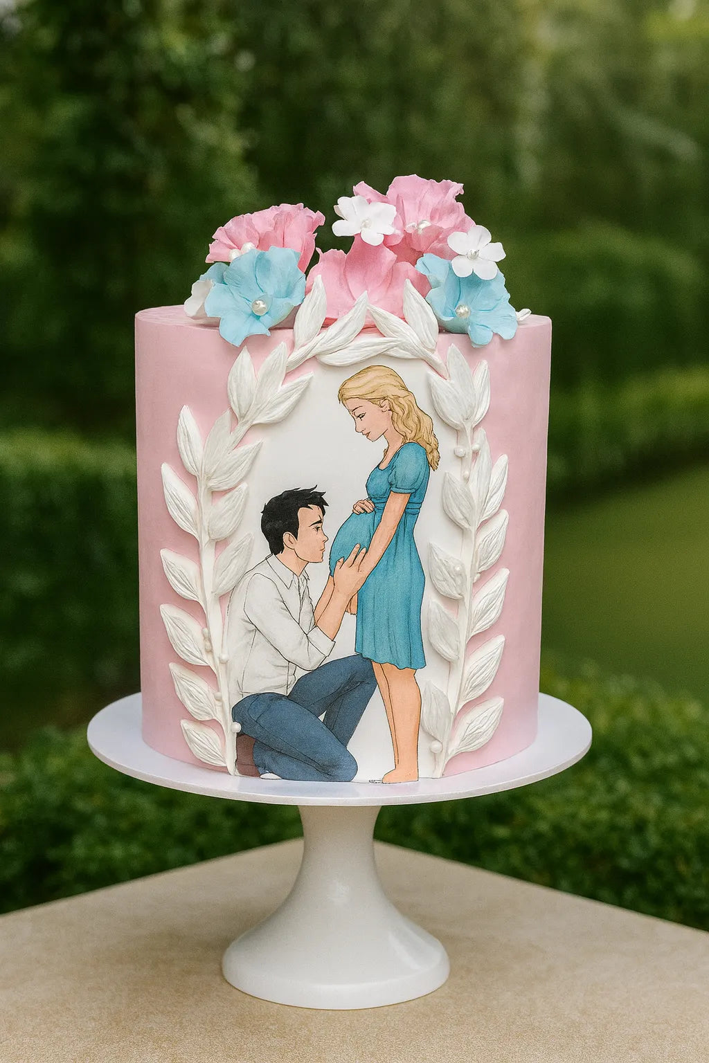 Pink or Blue Gender Reveal Cake — eggless anniversary cake by The Baking Kaur, Meerut