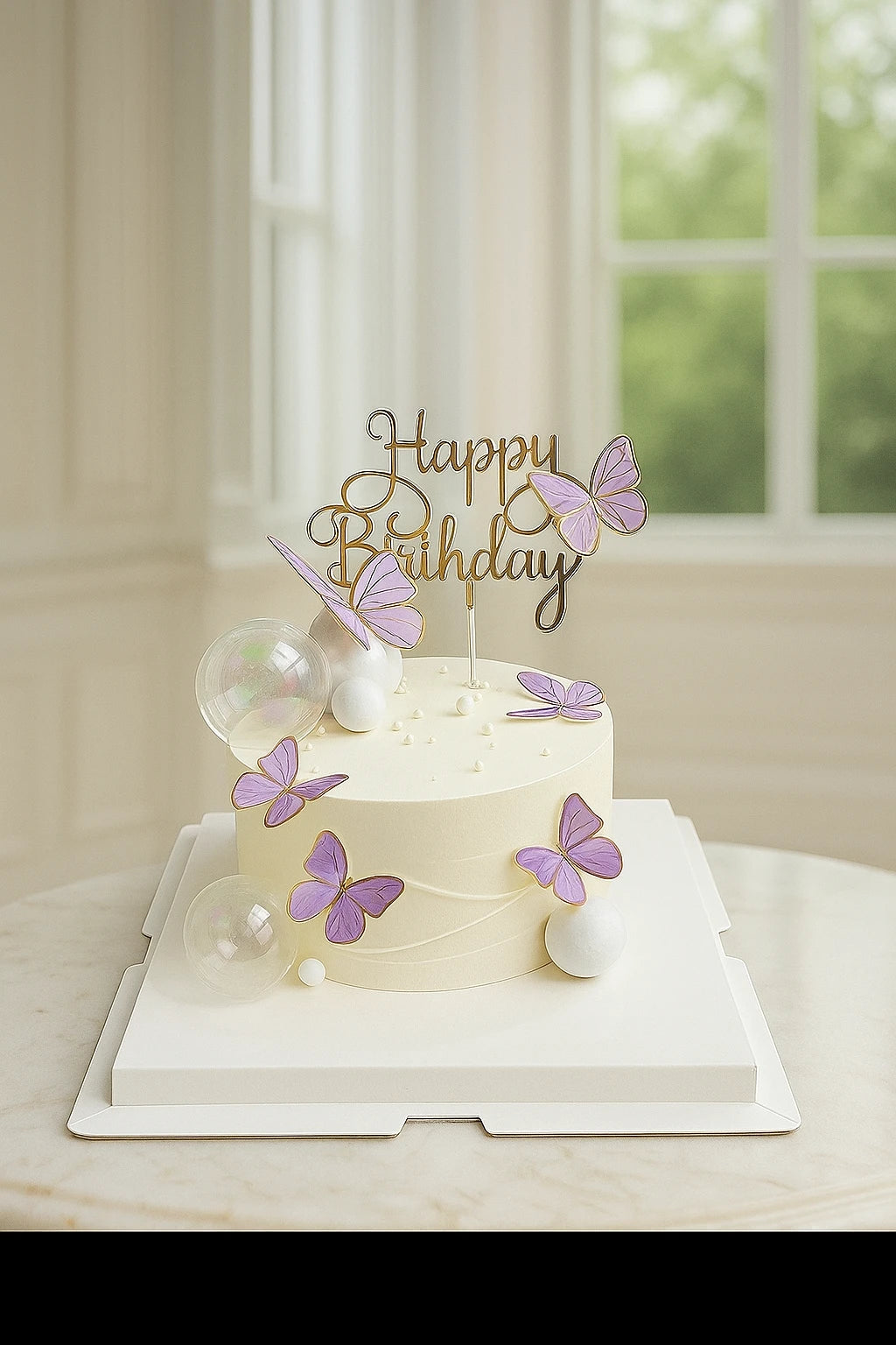 Rainbow Butterfly Birthday Cake — eggless birthday cake by The Baking Kaur, Meerut