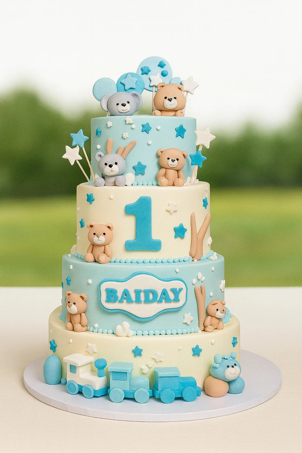 Teddy Bear First Birthday Cake — celebration add-on from The Baking Kaur