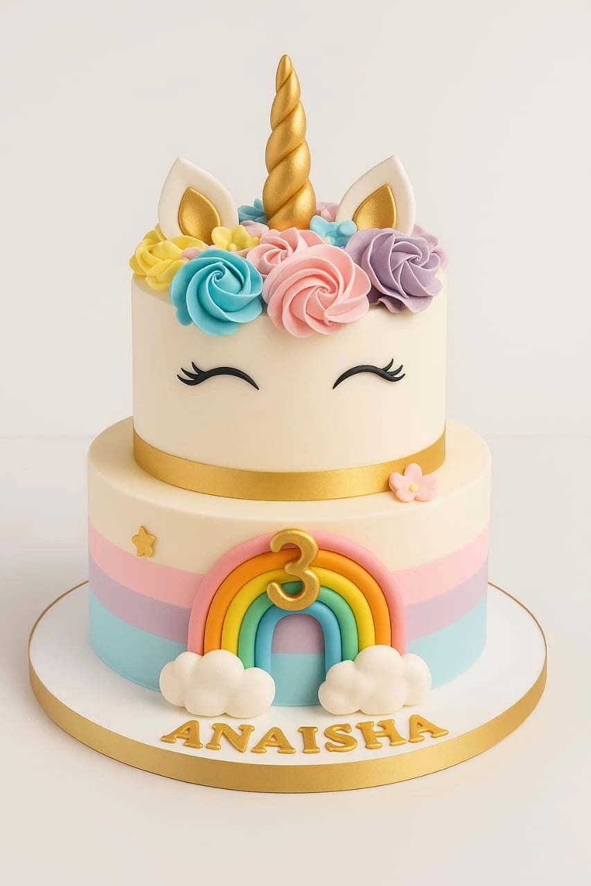 Unicorn First Birthday Cake — eggless birthday cake by The Baking Kaur, Meerut