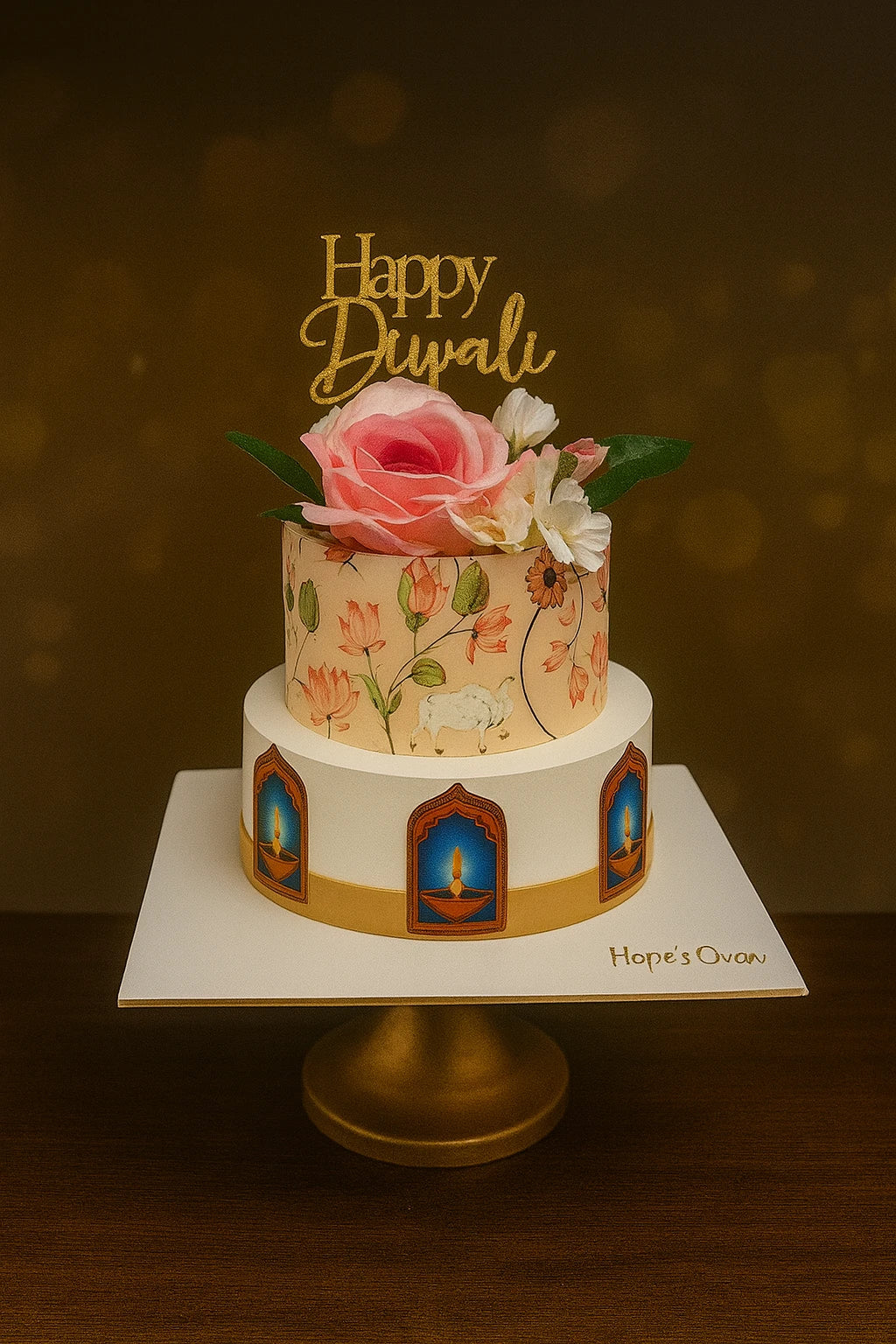 Vintage Romance Anniversary Cake — eggless anniversary cake by The Baking Kaur, Meerut