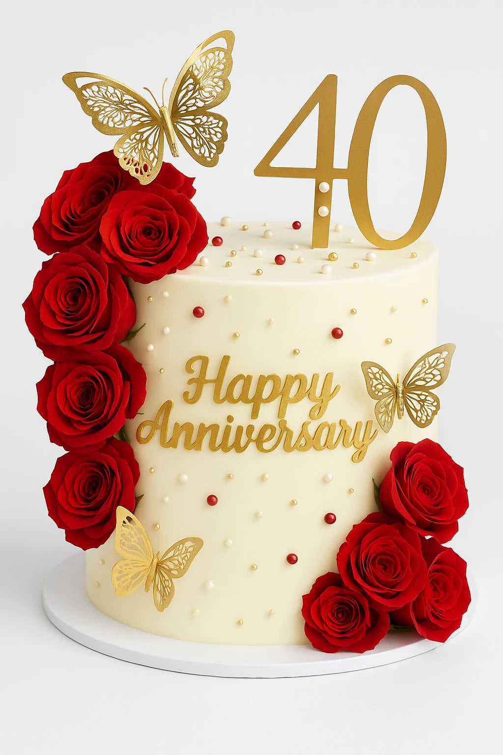 Designed Flower Butteryfly  Annivarsarycake Designer Cake Online in Meerut by The Baking Kaur – Premium Birthday, Wedding & Anniversary Cakes