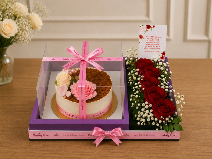 Royal Rose & Gourmet Cake Celebration Hamper