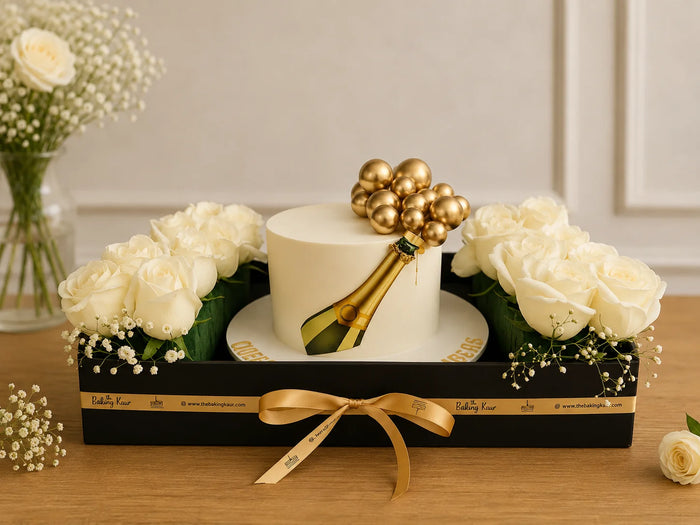 Golden Champagne Celebration Floral Hamper