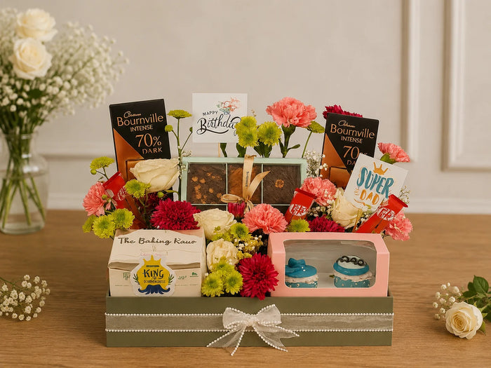 Bournville & Cupcake Floral Birthday Hamper