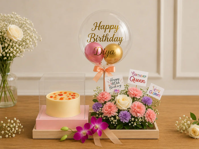 Pastel Floral & Cake Celebration Hamper