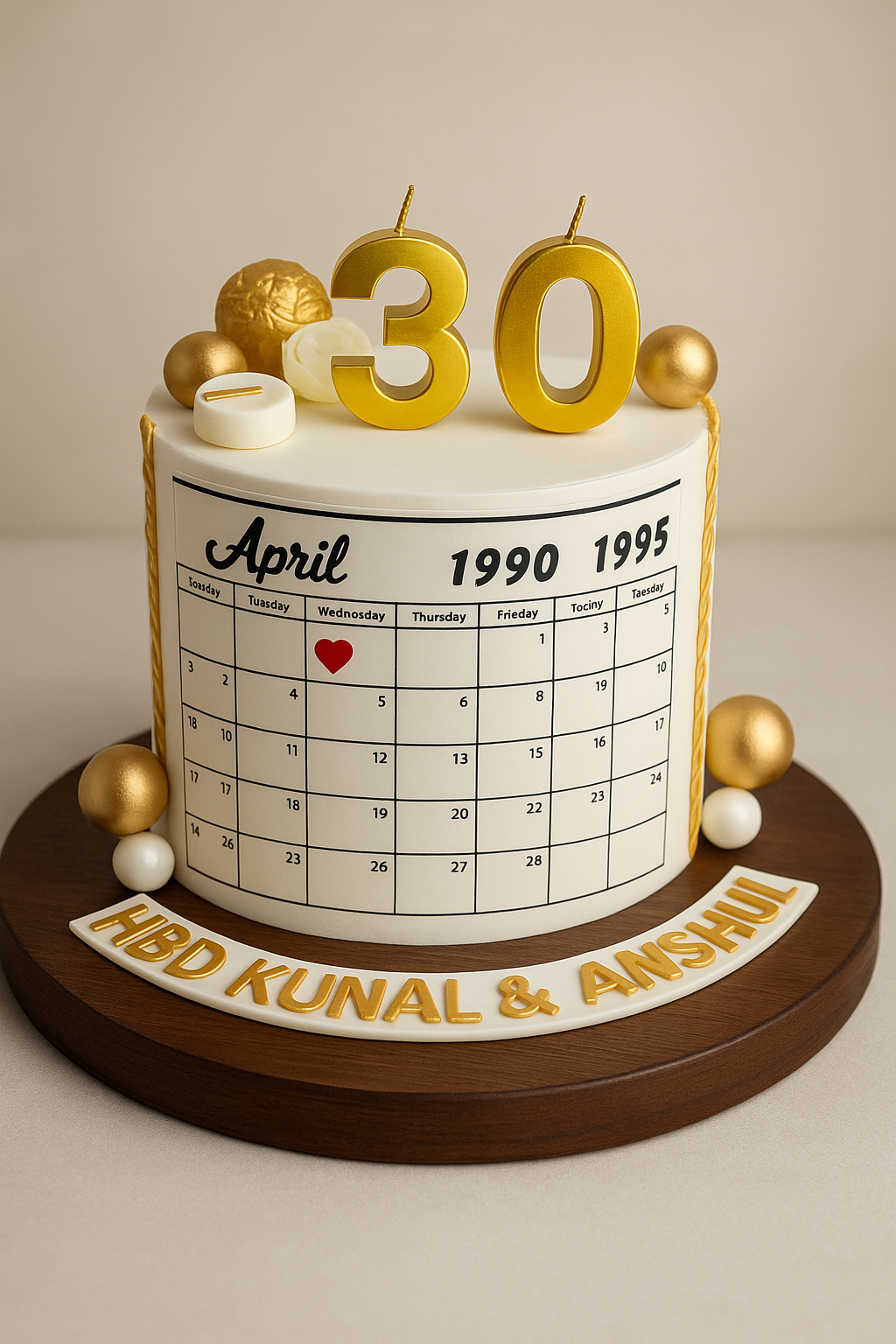 Calender Anniversary Cake Designer Cake Online in Meerut by The Baking Kaur – Premium Birthday, Wedding & Anniversary Cakes