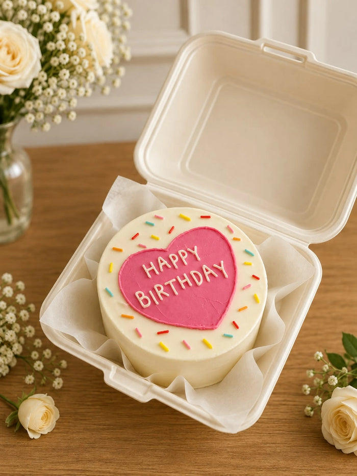 Pink Heart & Sprinkles Birthday Bento Cake