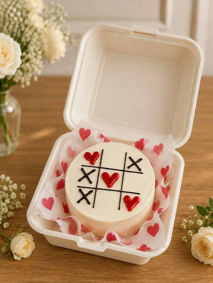 Tic-Tac-Toe Hearts Love Bento Cake