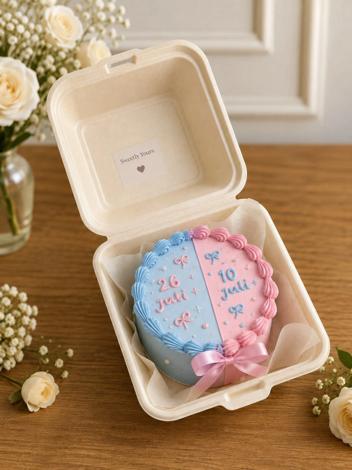 Dual Summer Birthday Split Pastel Bento Cake