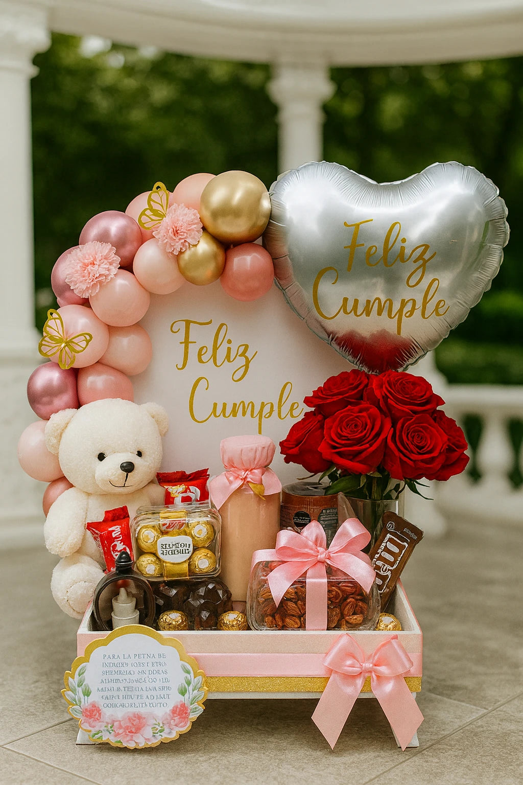 Anniversary Rose Cake & Balloon Celebration Hamper