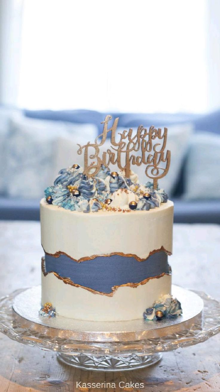 Blue White Fault Designer Cake