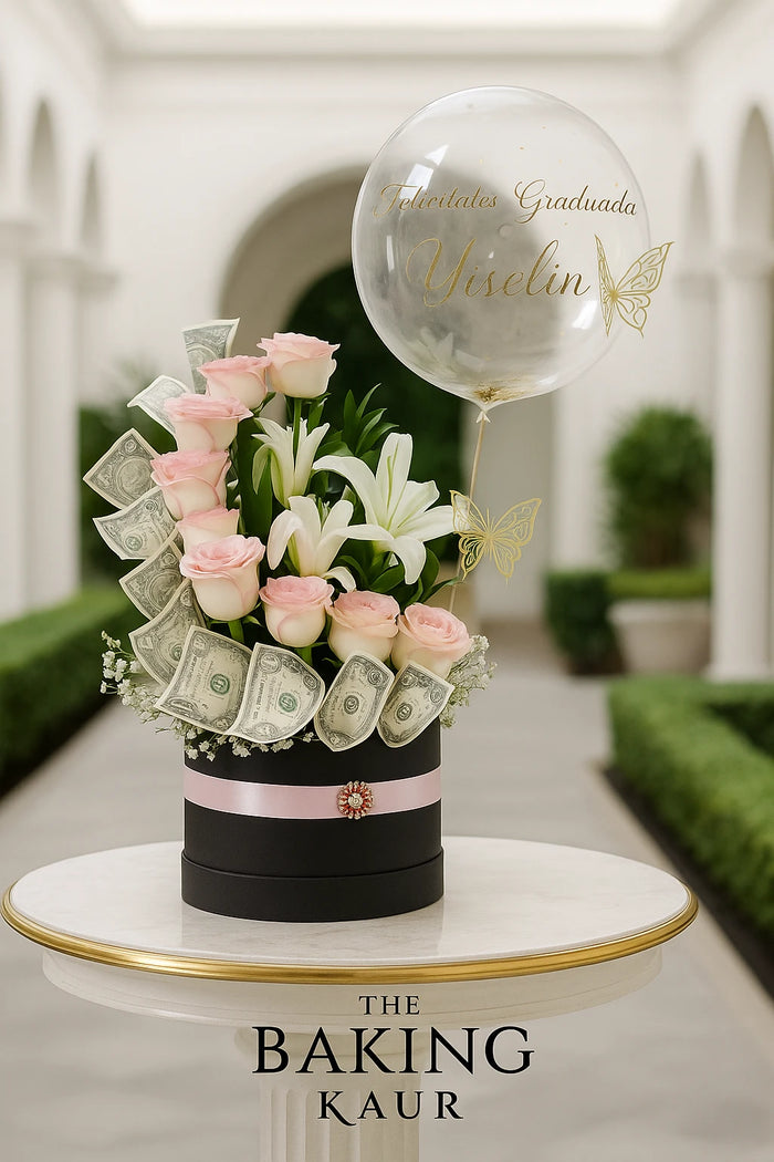 Birthday Blast Cake Flowers & Balloons Hamper
