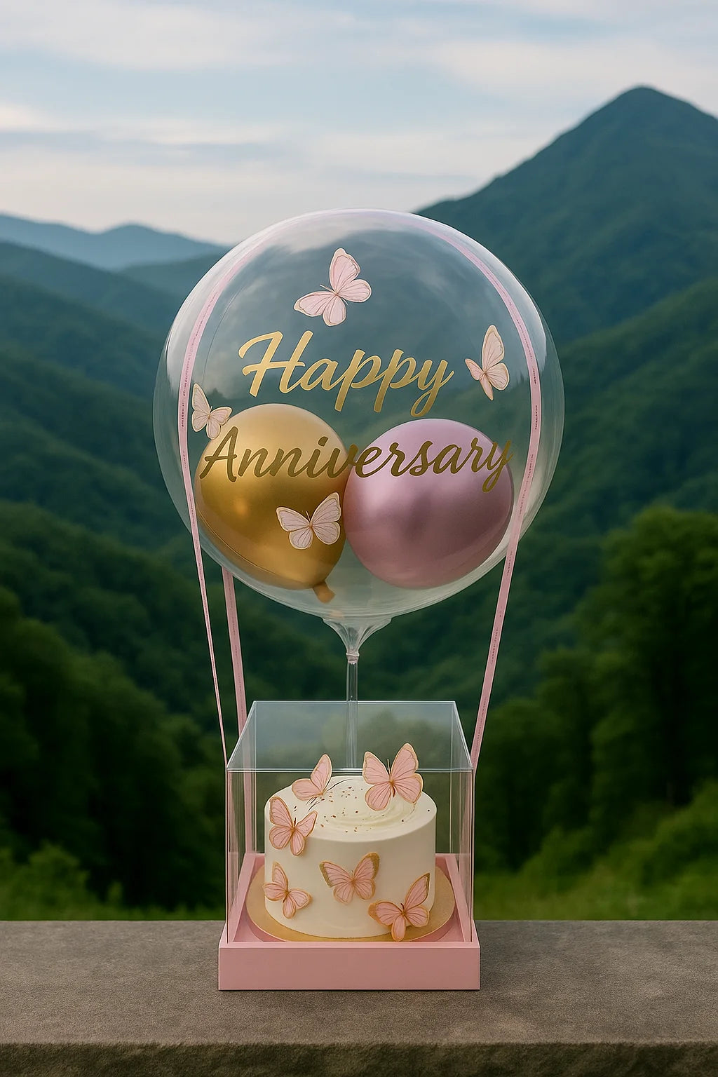 Birthday Photo Cake Flowers & Balloon Combo