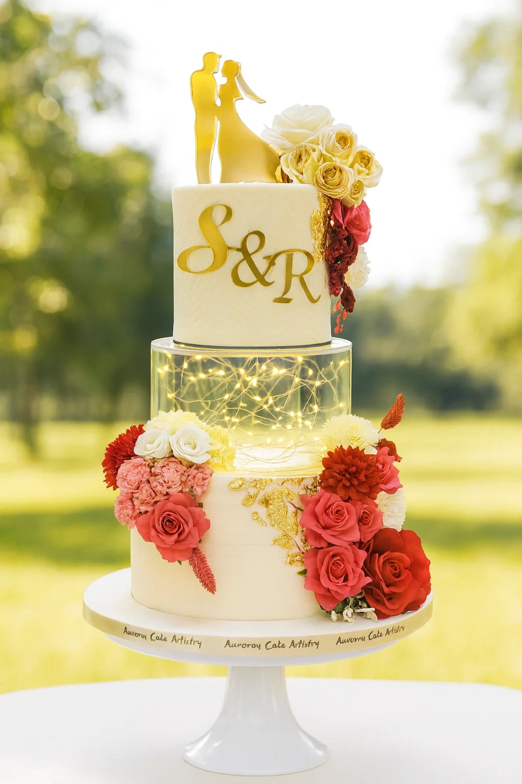 Botanical Romance Wedding Cake two tier wedding cake in Meerut by The Baking Kaur — delicate floral decorations and natural-inspired design with fresh or sugar flowers. Perfect for weddings, engagements, and anniversary celebrations.