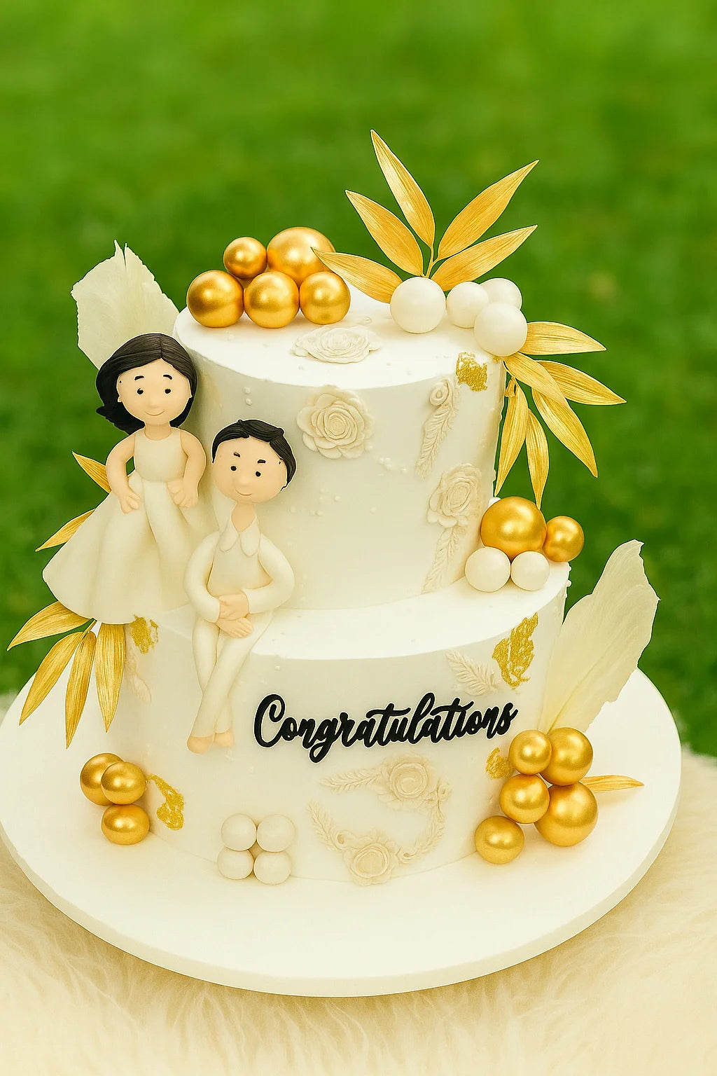 Celebration Wedding Cake two tier wedding cake in Meerut by The Baking Kaur — luxury designer finish with elegant details and premium embellishments. Perfect for weddings, engagements, and anniversary celebrations.