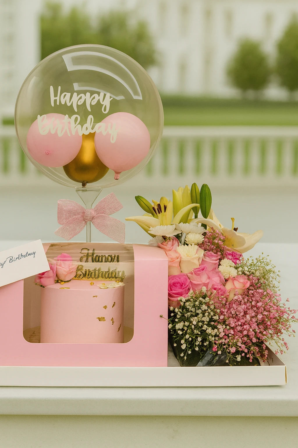Cheer Up Cake, Flowers & Balloon Hamper