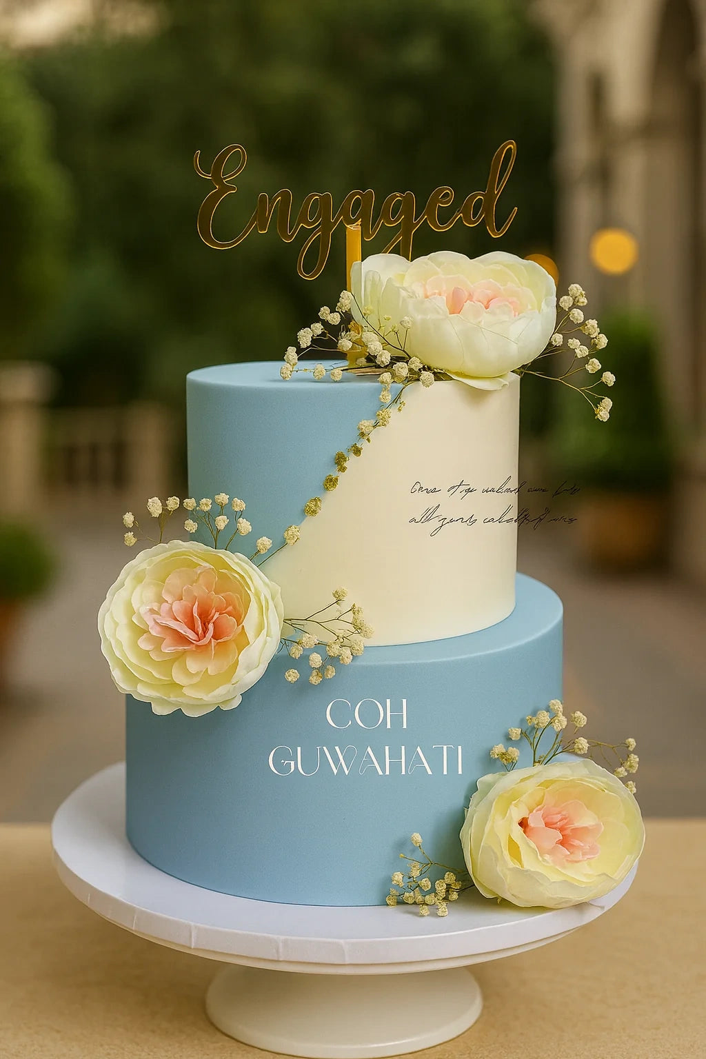 Chic Contemporary Wedding Cake two tier wedding cake in Meerut by The Baking Kaur — sleek minimalist aesthetic with modern lines and subtle elegance. Perfect for weddings, engagements, and anniversary celebrations.