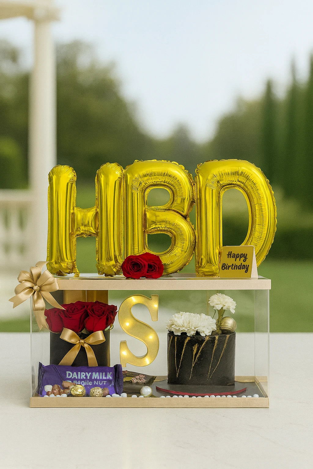 Classic Anniversary Cake Flower Balloon Combo