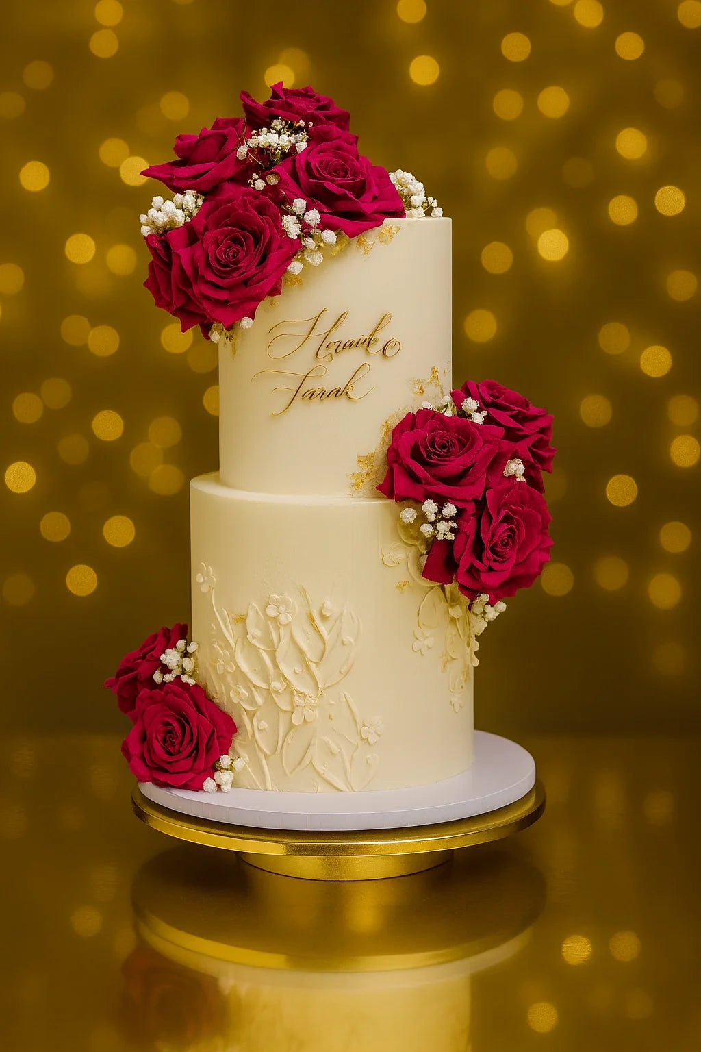 Classic Fairytale Wedding Cake two tier wedding cake in Meerut by The Baking Kaur — grand multi-tiered design with regal accents perfect for large celebrations. Perfect for weddings, engagements, and anniversary celebrations.