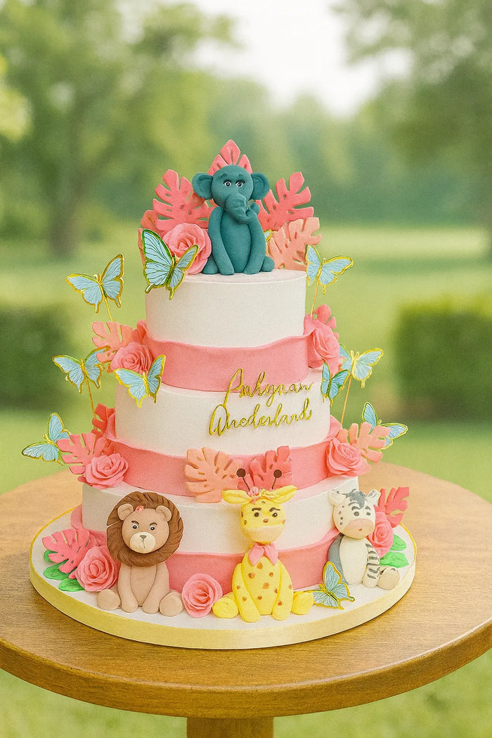 Cute Jungle Animals Birthday Cake