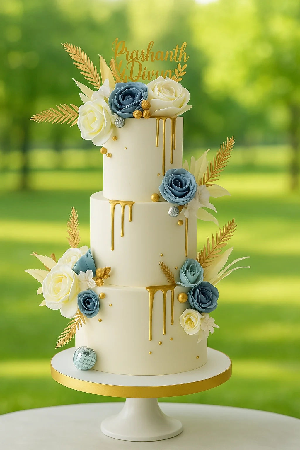 Designer Floral Wedding Cake two tier wedding cake in Meerut by The Baking Kaur — luxury designer finish with elegant details and premium embellishments. Perfect for weddings, engagements, and anniversary celebrations.