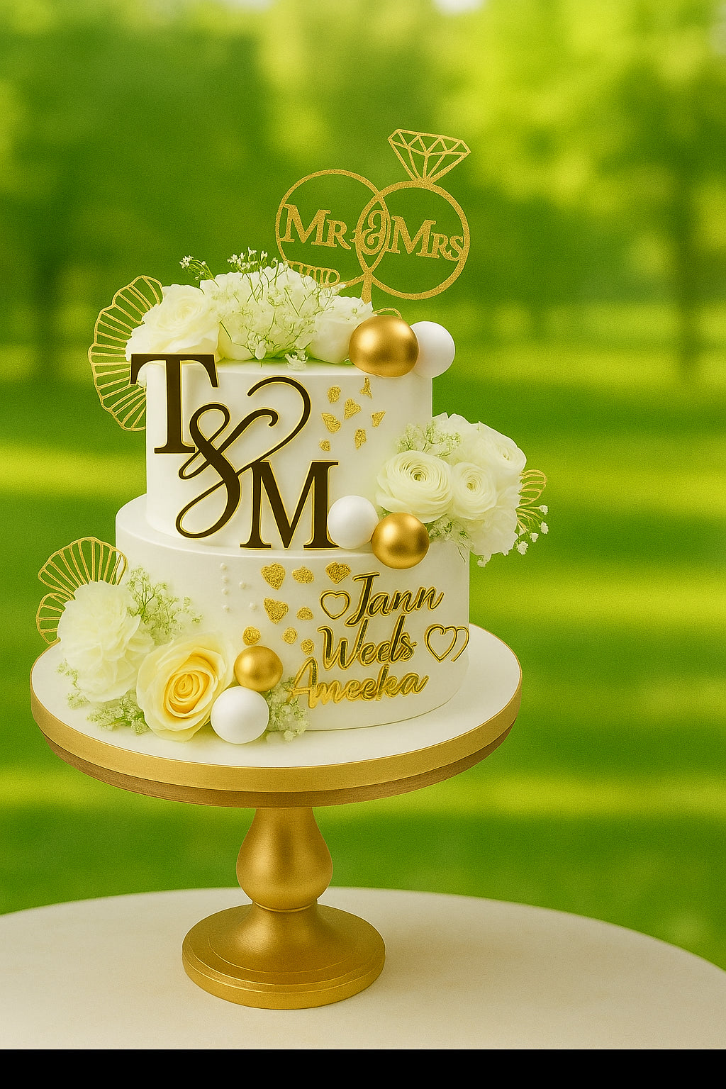 Diamond Spark Wedding Cake two tier wedding cake in Meerut by The Baking Kaur — luxury designer finish with elegant details and premium embellishments. Perfect for weddings, engagements, and anniversary celebrations.