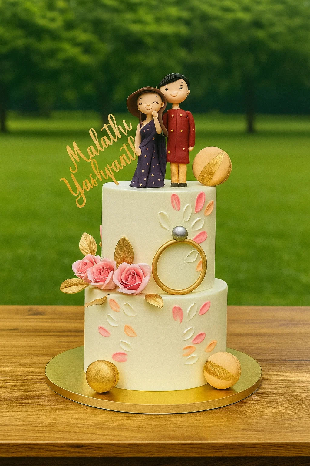 Elite Celebration Wedding Cake two tier wedding cake in Meerut by The Baking Kaur — luxury designer finish with elegant details and premium embellishments. Perfect for weddings, engagements, and anniversary celebrations.
