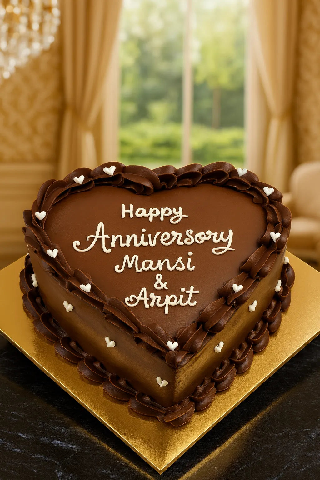 Eternal Connection Anniversary Cake in Meerut-The Baking Kaur