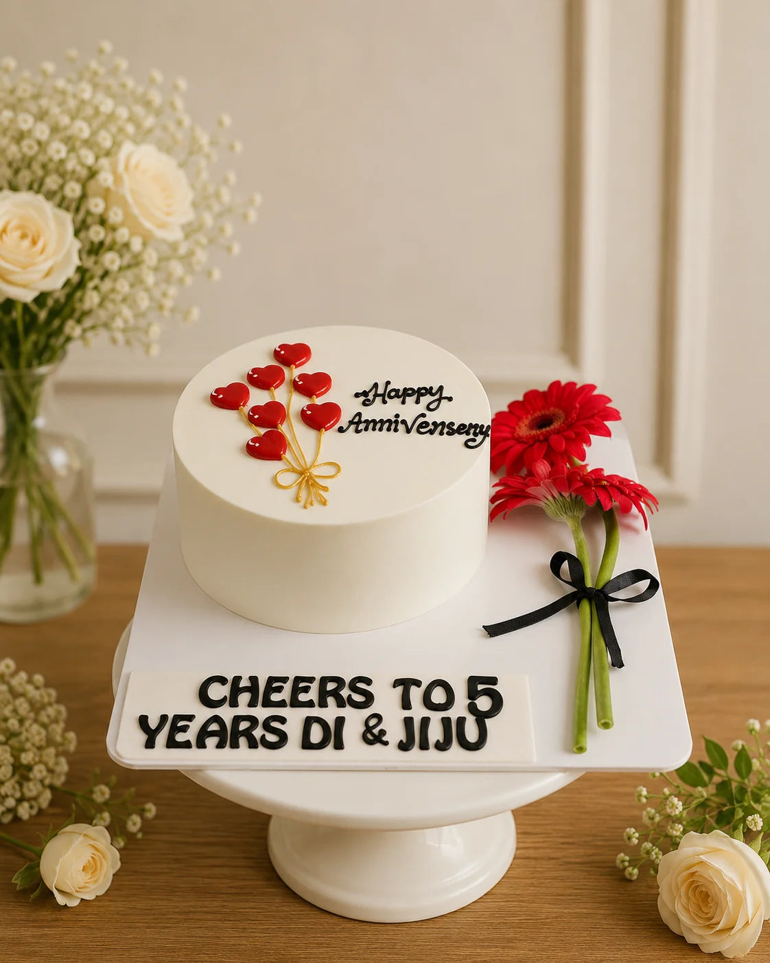 Handcrafted Pastel Mix Couple Anniversary Cake baked fresh by The Baking Kaur, Thapar Nagar, Meerut