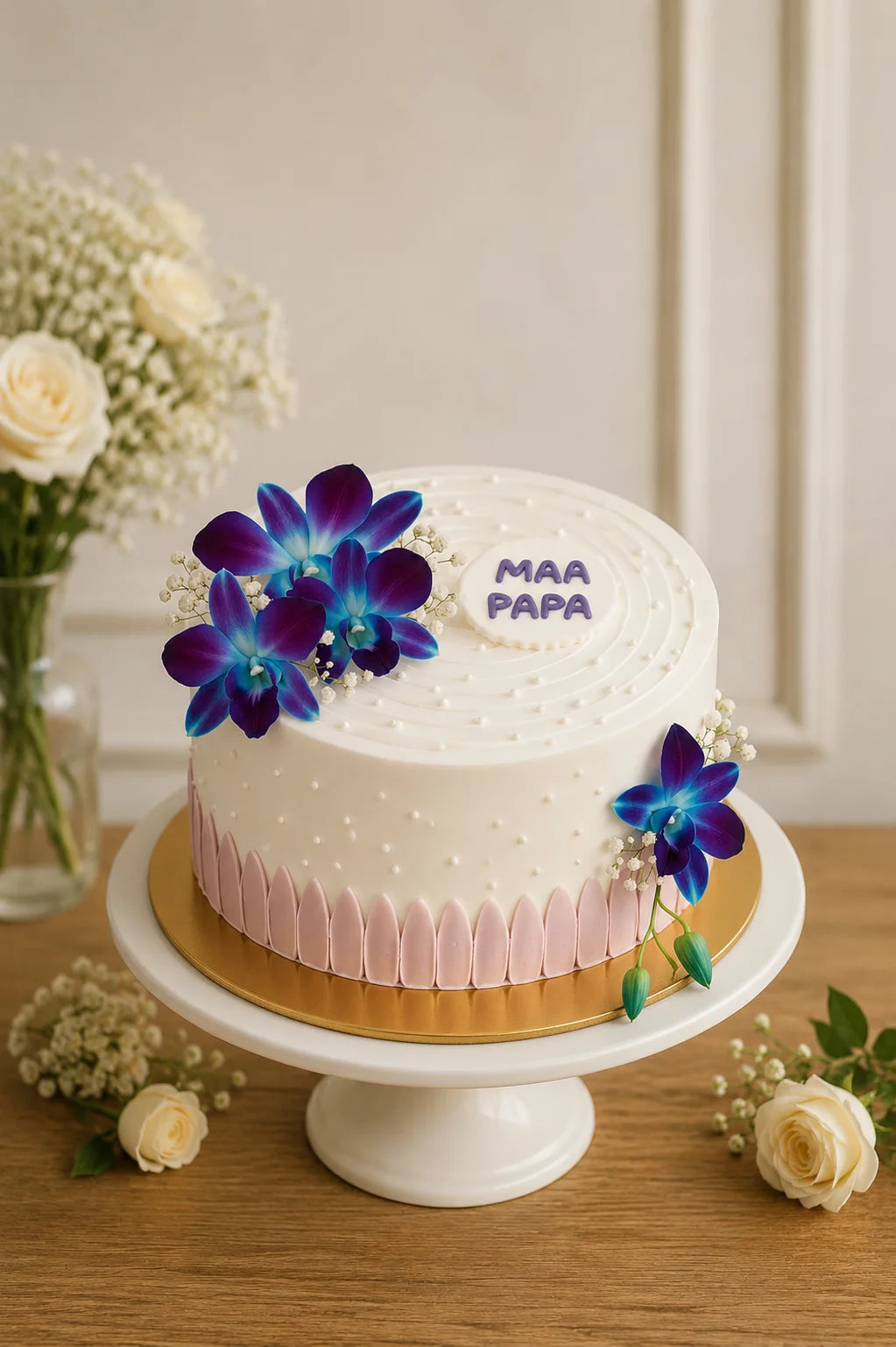 Handcrafted Maa Papa Pastel Mix Anniversary Cake baked fresh by The Baking Kaur, Thapar Nagar, Meerut
