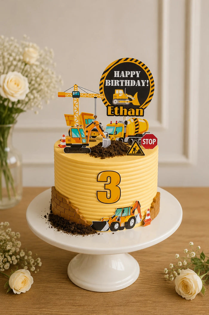 Construction Truck & Site Theme Cake