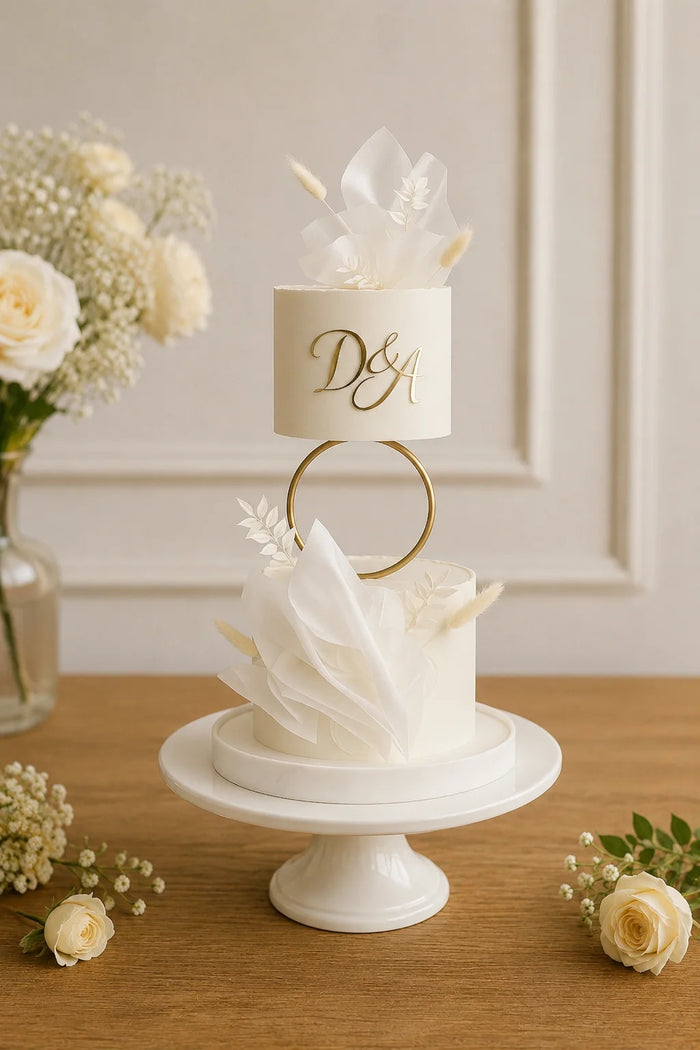 Two-Tier Modern Floating Tier Wedding Cake
