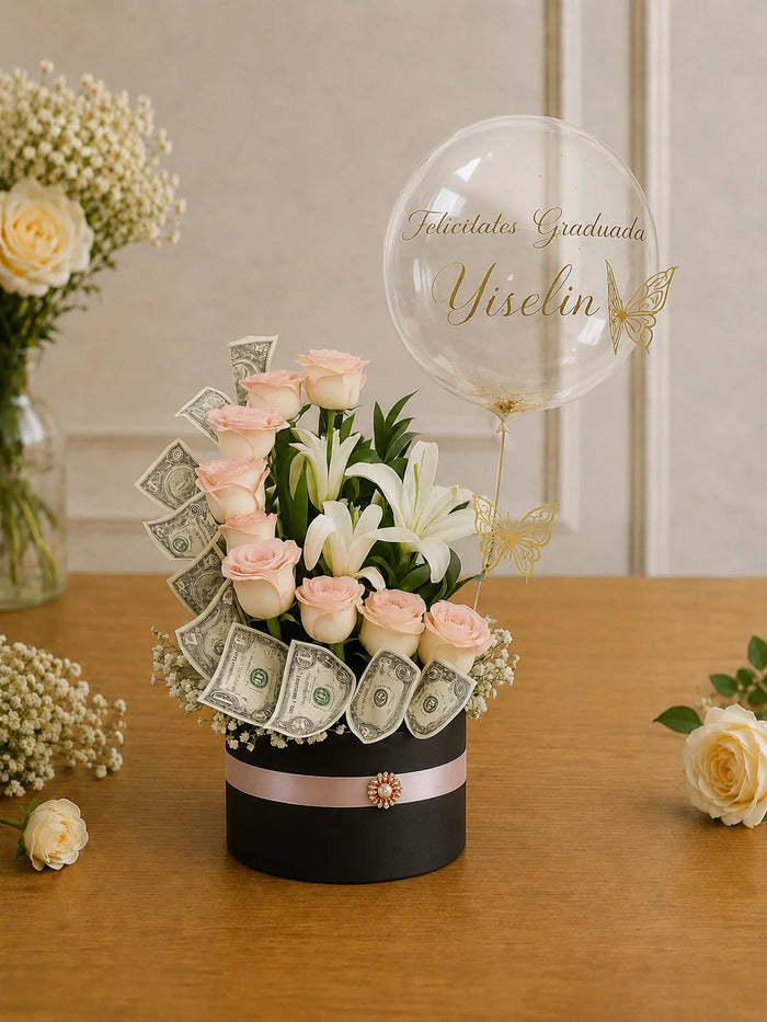 Blush Rose & Currency Graduation Keepsake Box