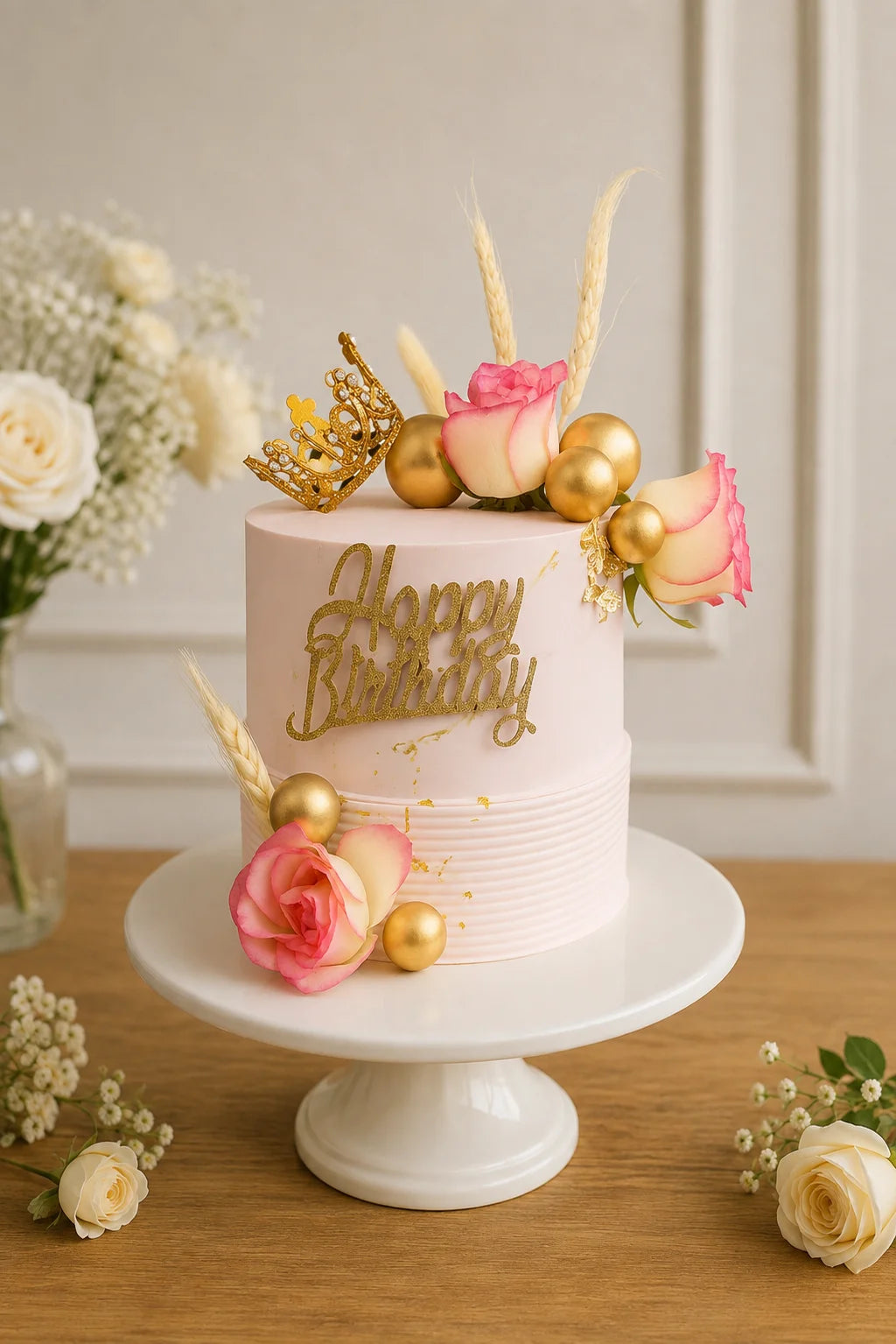Handcrafted Happy Birthday Peach Birthday Cake #5 baked fresh by The Baking Kaur, Thapar Nagar, Meerut