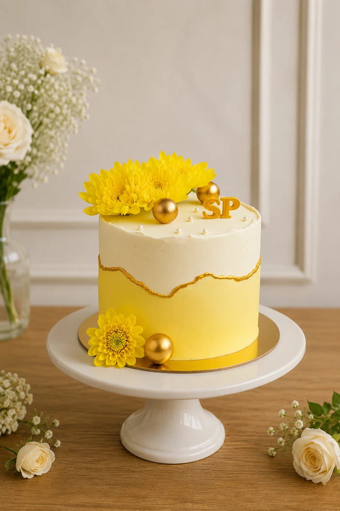 Floral with gold accents Celebration Cake